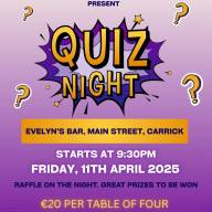 Scoil Naisiunta na Carraige Parents Association Table Quiz